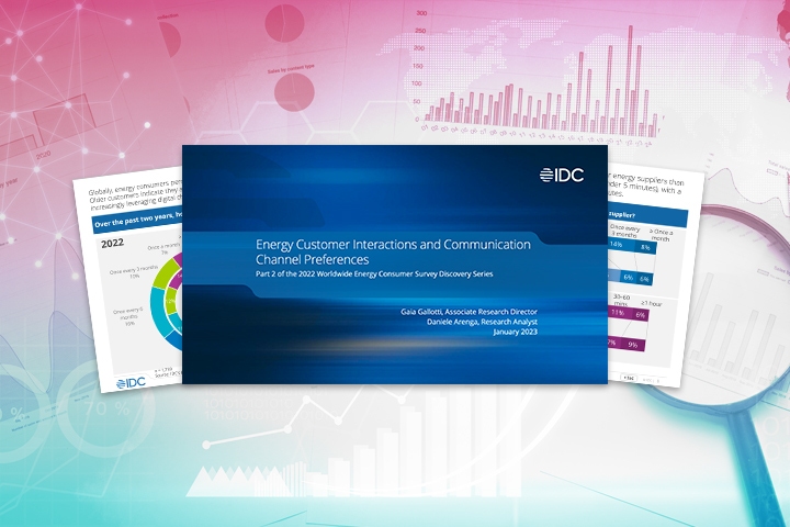 IDC Worldwide Energy Consumer Survey Discovery Series | Part 2 Thumbnail image of the IDC Energy Consumer Survey report against abstract data analysis background